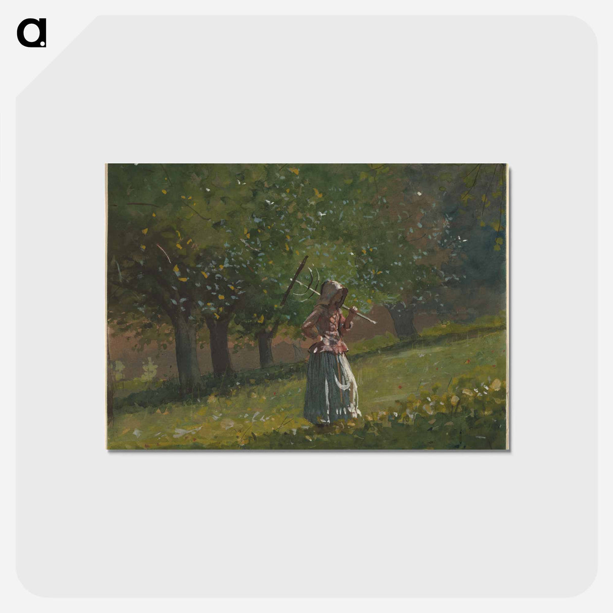 アートポストカード-Girl with Hay Rake - ウィンスロー ホーマー Postcard.