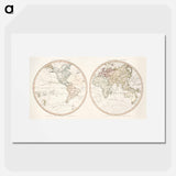 New world or western hemisphere: old world or eastern hemisphere - アンティーク地図 Poster.