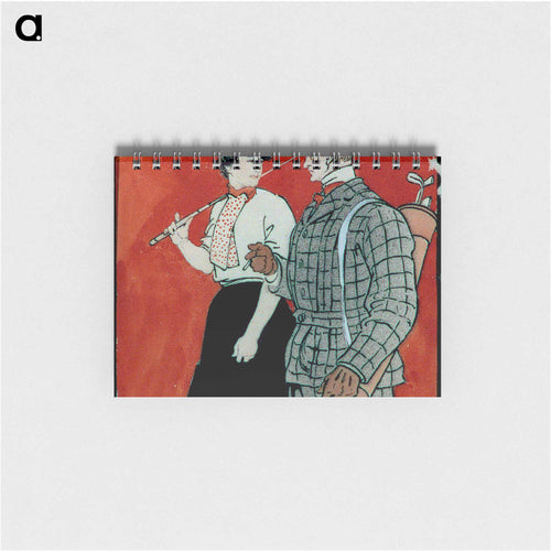 Woman and man golfers conversing - Edward Penfield Memo.