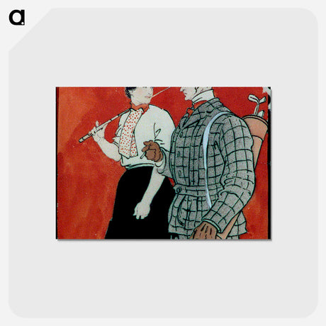 アートポストカード-Woman and man golfers conversing - エドワード ペンフィールド Postcard.
