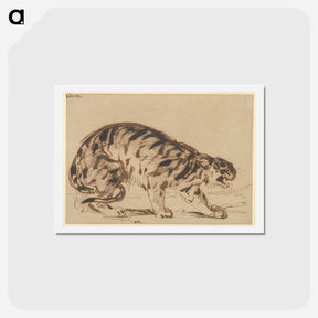 アートポストカード-Crouching Tiger - ウジェーヌ ドラクロワ Postcard.