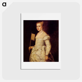 アートポストカード-Portrait of a Lady in White - ティツィアーノ ヴェチェッリオ Postcard.
