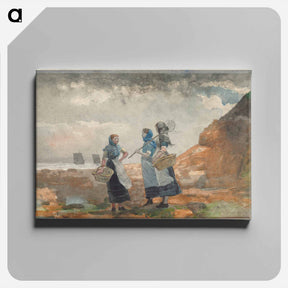 アートパネル-Three Fisher Girls, Tynemouth - ウィンスロー ホーマー Canvas.
