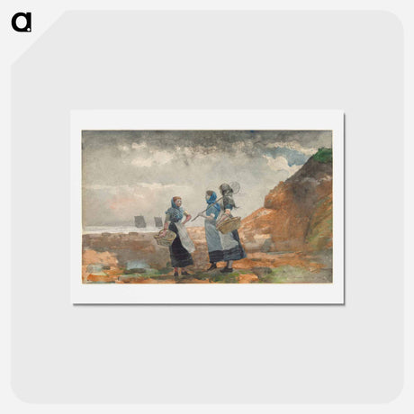 アートポストカード-Three Fisher Girls, Tynemouth - ウィンスロー ホーマー Postcard.