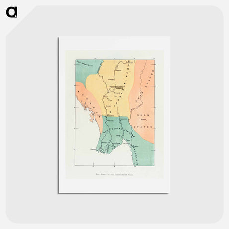 アートポストカード-Map of the ond Burman kingdom and its neighbor - アンティーク地図 Postcard.