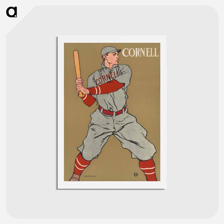 アートポストカード-Baseball Player Holding a Bat - エドワード ペンフィールド Postcard.