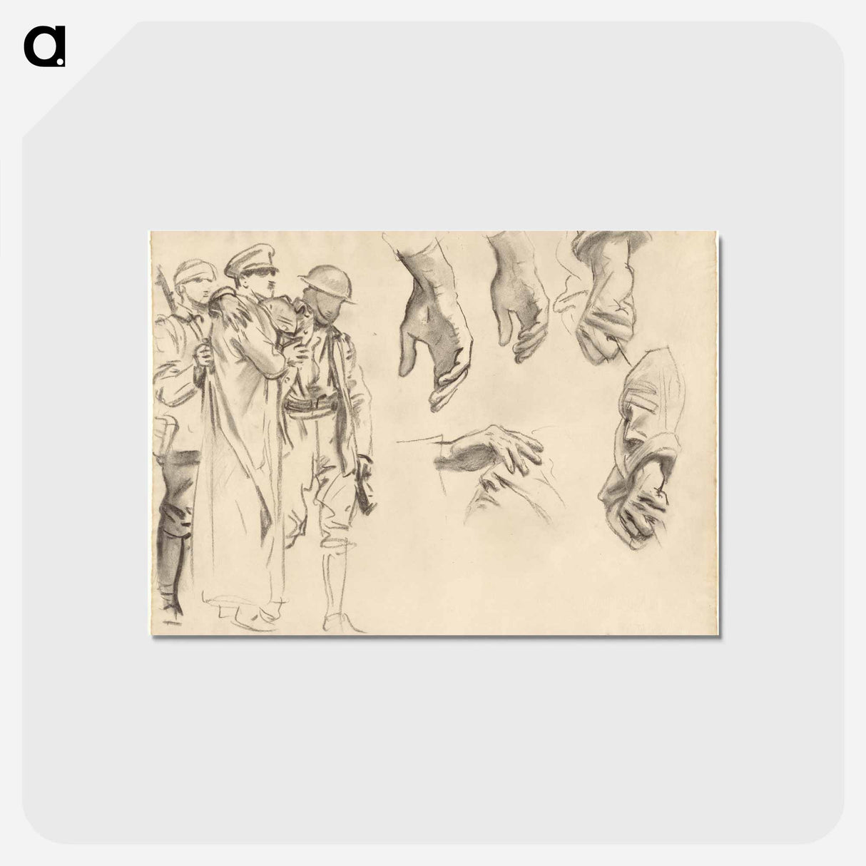 アートポストカード-Studies for "Gassed" by John Singer Sargent - ジョン シンガー サージェント Postcard.
