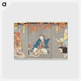 アートポストカード-Actors Nakamura Enjaku as Deshi Nitchō and Bandō Mitsugorō VI as Deshi Nichizō; Ichikawa Danzō VI as Taijin, actually Nichiren Shōnin; and Nakamura Fukusuke I as Nanazato-hime by Utagawa Kunisada
 - 歌川 国貞 Postcard.