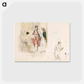 アートポストカード-Istuva nainen ja kaksi herraa - アルバート エーデルフェルト Postcard.