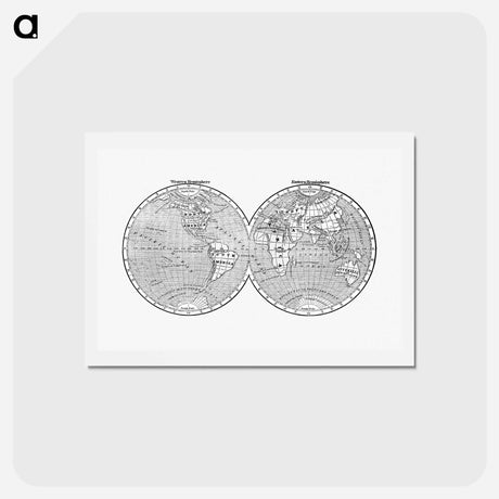 アートポストカード-World map from A System of Geography - アンティーク地図 Postcard.