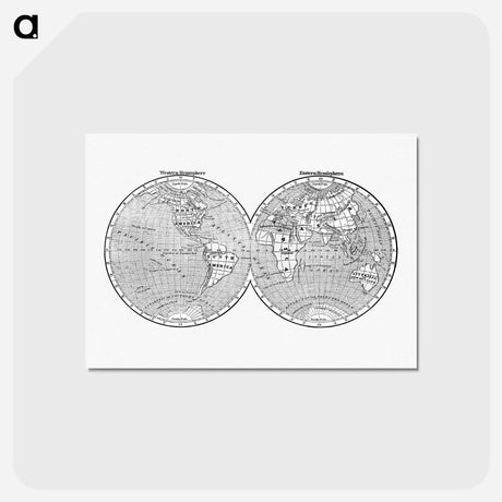 アートポストカード-World map from A System of Geography - アンティーク地図 Postcard.
