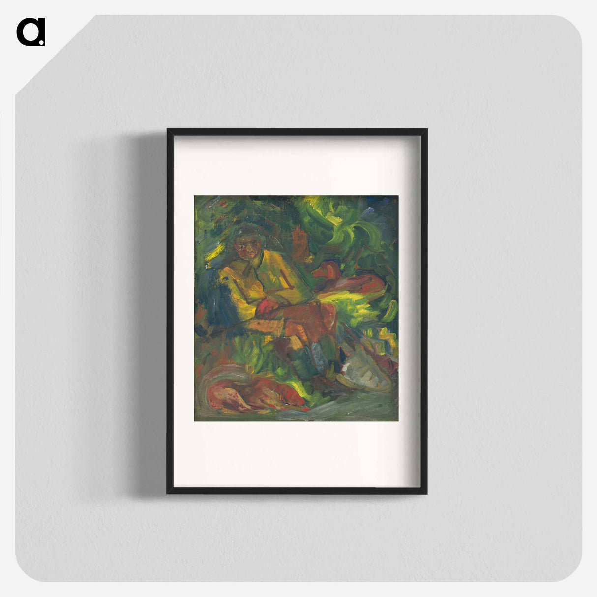 Resting hutner with two reclining men - アーノルド ピーター ワイズ クビンチャン Poster.