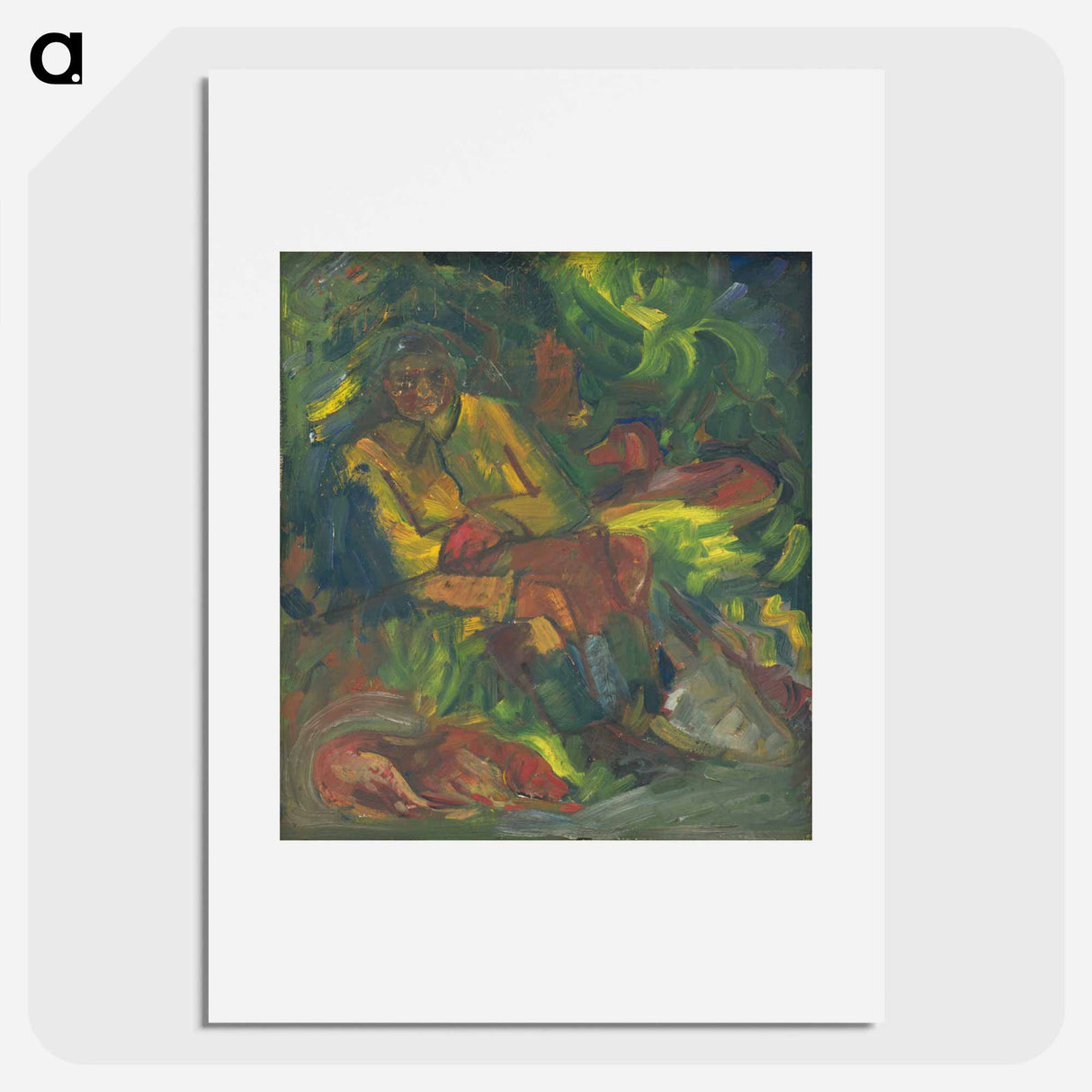 Resting hutner with two reclining men - アーノルド ピーター ワイズ クビンチャン Poster.