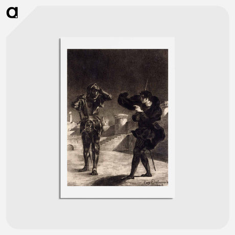 アートポストカード-Hamlet Sees the Ghost of his Father - ウジェーヌ ドラクロワ Postcard.