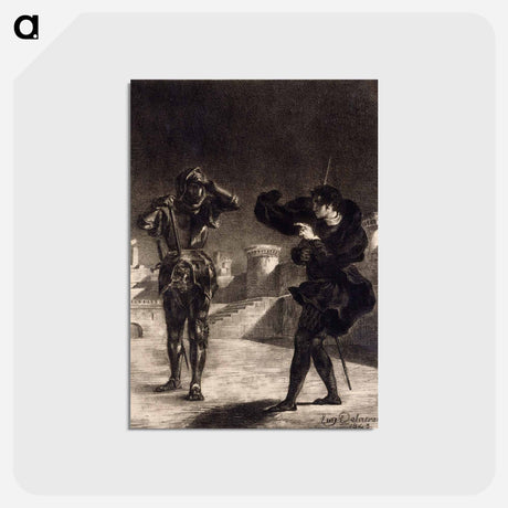 アートポストカード-Hamlet Sees the Ghost of his Father - ウジェーヌ ドラクロワ Postcard.
