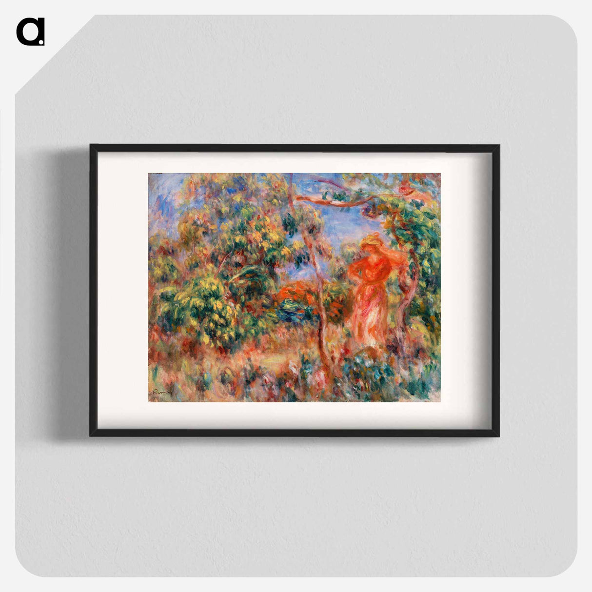 Woman in Red in a Landscape - Pierre-Auguste Renoir Poster.