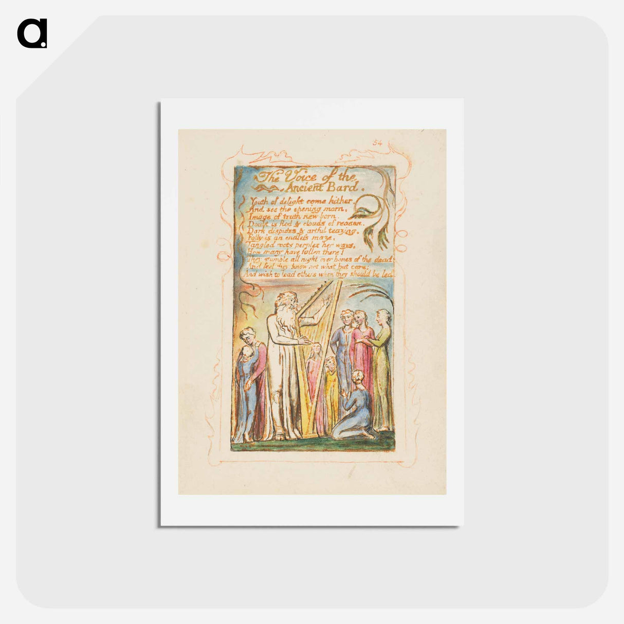 アートポストカード-Songs of Innocence and of Experience: Voice of the Ancient Bard - ウィリアム ブレイク Postcard.