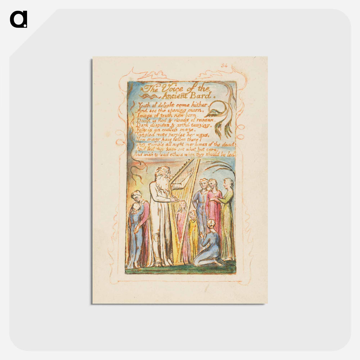 アートポストカード-Songs of Innocence and of Experience: Voice of the Ancient Bard - ウィリアム ブレイク Postcard.