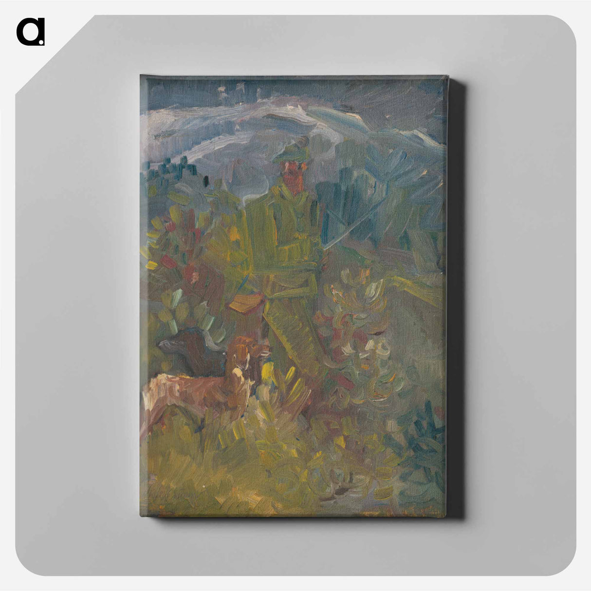 Hunter with two dogs - アーノルド ピーター ワイズ クビンチャン Canvas.