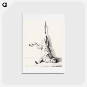 アートポストカード-Dead hare, hanging from a hind leg by Jean Bernard - ジャン ベルナール Postcard.
