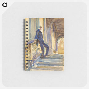 アートメモ帳-Sir Neville Wilkinson on the Steps of the Palladian Bridge at Wilton House by John Singer Sargent - ジョン シンガー サージェント Memo.