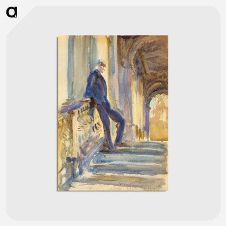 アートポストカード-Sir Neville Wilkinson on the Steps of the Palladian Bridge at Wilton House by John Singer Sargent - ジョン シンガー サージェント Postcard.