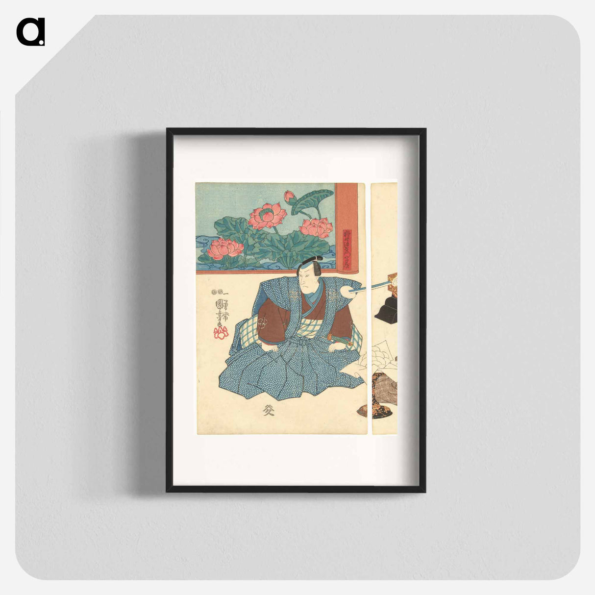 Drie acteurs bij een kamerscherm - 歌川 国芳 Poster.