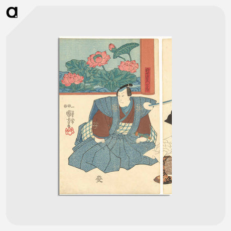 アートポストカード-Drie acteurs bij een kamerscherm - 歌川 国芳 Postcard.