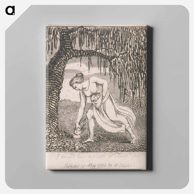 アートパネル-The Gates of Paradise, Plate 3, "I found him beneath a Tree" - ウィリアム ブレイク Canvas.
