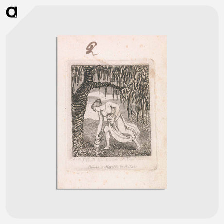 アートポストカード-The Gates of Paradise, Plate 3, "I found him beneath a Tree" - ウィリアム ブレイク Postcard.