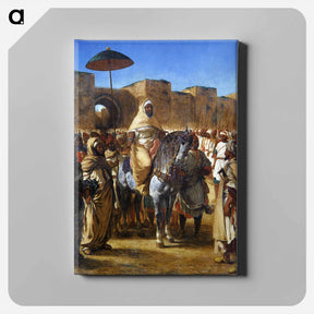 アートパネル-Muley Abd-ar-Rhaman, The Sultan of Morocco, leaving his Palace of Meknes with his entourage - ウジェーヌ ドラクロワ Canvas.