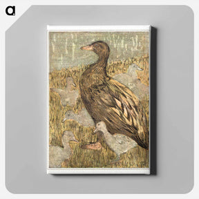 アートパネル-Eend met kuikens bij waterkant - テオ ヴァン ホイテマ Canvas.