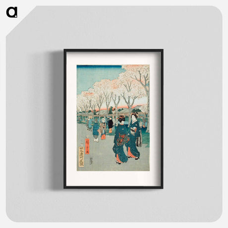 アートポスター-Cherry Blossoms on the Jewel River Embankment
 - 歌川 広重 Poster.