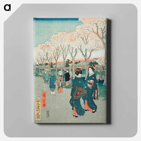 アートパネル-Cherry Blossoms on the Jewel River Embankment
 - 歌川 広重 Canvas.