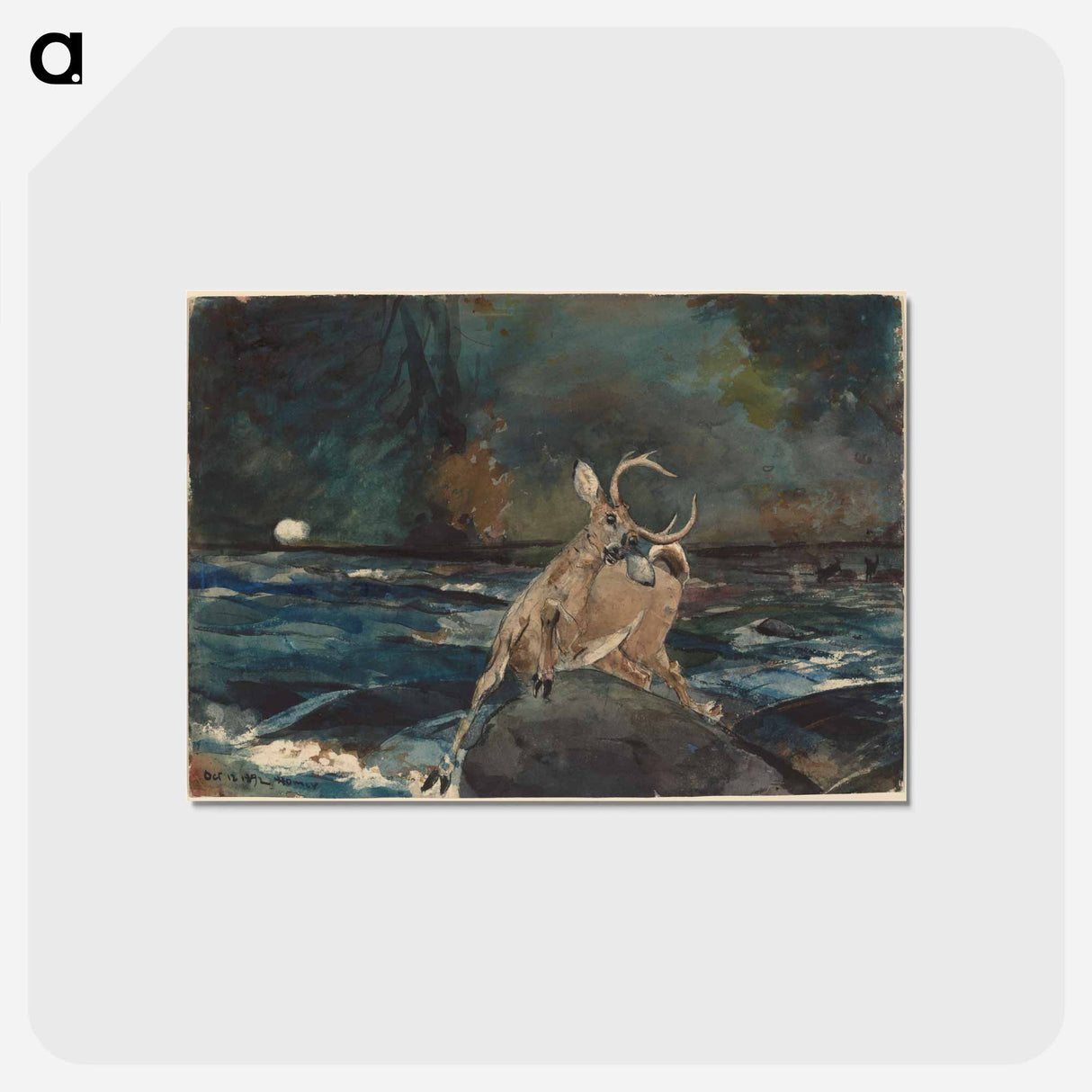 アートポストカード-A Good Shot, Adirondacks - ウィンスロー ホーマー Postcard.