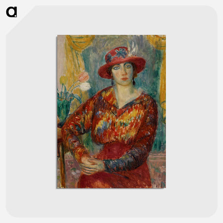 アートポストカード-Woman in Red Blouse with Tulips
 - バーンズ・コレクション Postcard.