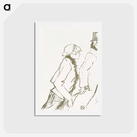 アートポストカード-Ontwerp voor omslag muziekblad Pauvre pierreuse met lopende vrouw en man - アンリ ド トゥールーズ ロートレック Postcard.