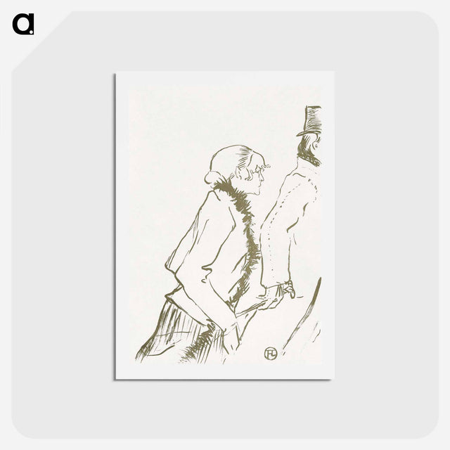 アートポストカード-Ontwerp voor omslag muziekblad Pauvre pierreuse met lopende vrouw en man - アンリ ド トゥールーズ ロートレック Postcard.
