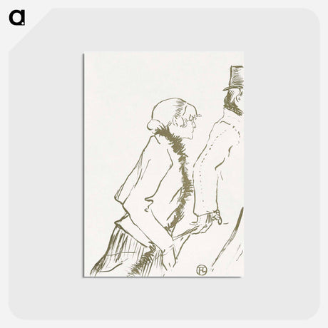 アートポストカード-Ontwerp voor omslag muziekblad Pauvre pierreuse met lopende vrouw en man - アンリ ド トゥールーズ ロートレック Postcard.