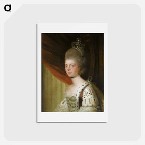 アートポストカード-Portrait of Queen Charlotte - ジョシュア レノルズ Postcard.