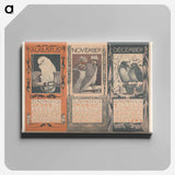 Kalenders voor augustus, november en december 1902 by Theo van Hoytema, Theo van Hoytema and Gebroeders Braakensiek - テオ ヴァン ホイテマ Canvas.