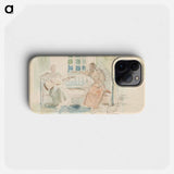 Kaksi naista sohvalla, toinen soittaa kitaraa - アルバート エーデルフェルト Phone Case.
