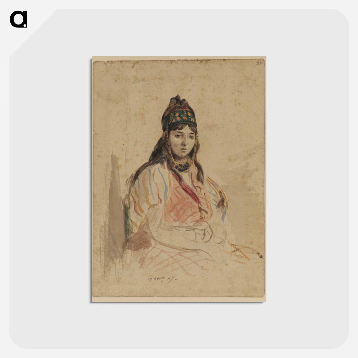 アートポストカード-A North African Jewess - ウジェーヌ ドラクロワ Postcard.