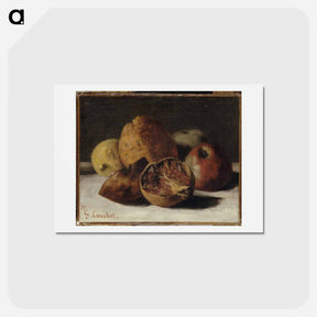 アートポストカード-Still Life with Apples and Pomegranates - ギュスターヴ クールベ Postcard.