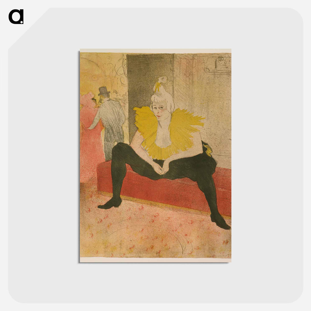 アートポストカード-The Seated Clowness - アンリ ド トゥールーズ ロートレック Postcard.
