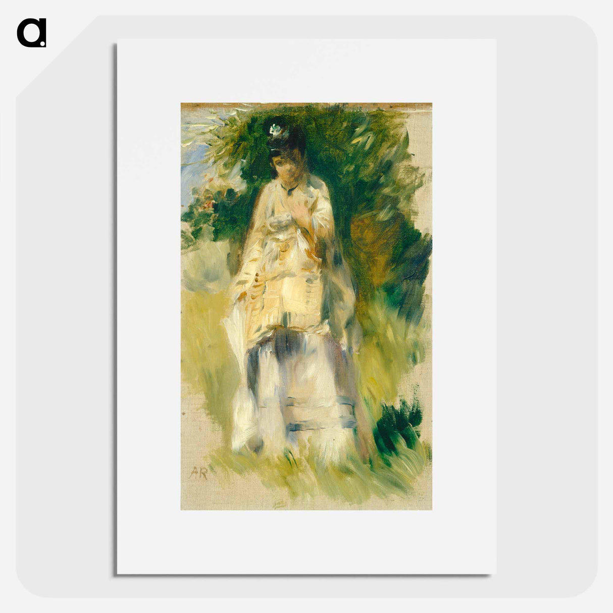 Woman Standing by a Tree - Pierre-Auguste Renoir Poster.