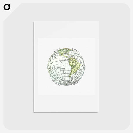 アートポストカード-World atlas from The Practical Teaching of Geography - アンティーク地図 Postcard.