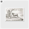 アートポストカード-Farmer standing at a fence with cattle by Jean Bernard - ジャン ベルナール Postcard.