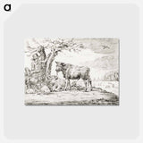 アートポストカード-Farmer standing at a fence with cattle by Jean Bernard - ジャン ベルナール Postcard.