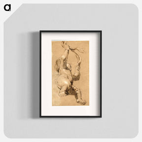 アートポスター-Sketch of Putto Holding a Sash in Both Hands, Seen from Below - ジョシュア レノルズ Poster.